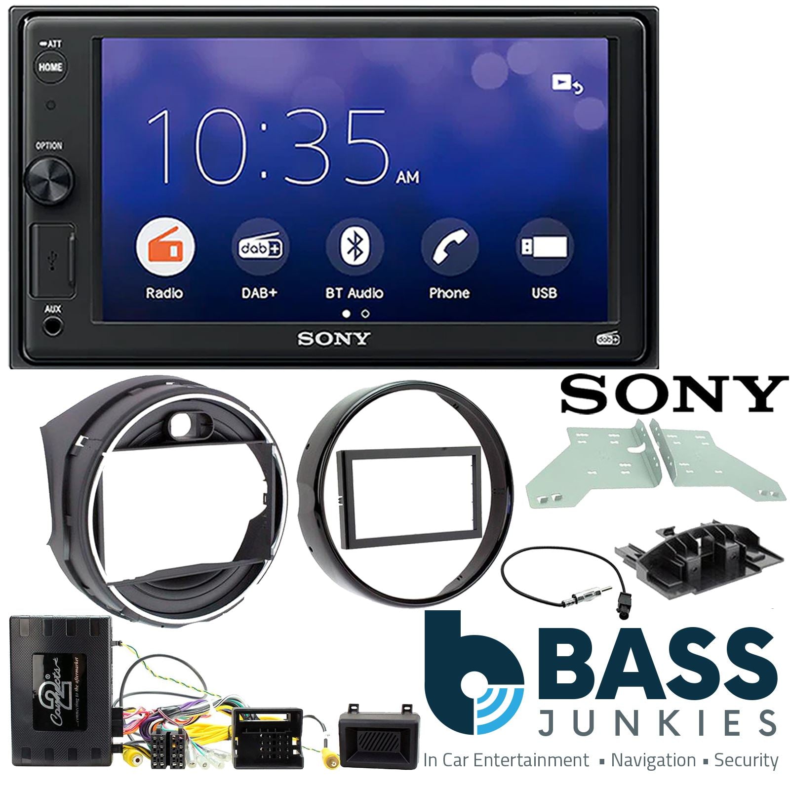 SONY 6.2" Screen Blutooth Double Din Stereo Fitting Kit + Steering Wheel Stalk Controls to fit BMW Mini 2014- | BMW Mini 2014- | BMW Mini-Countryman 2014-