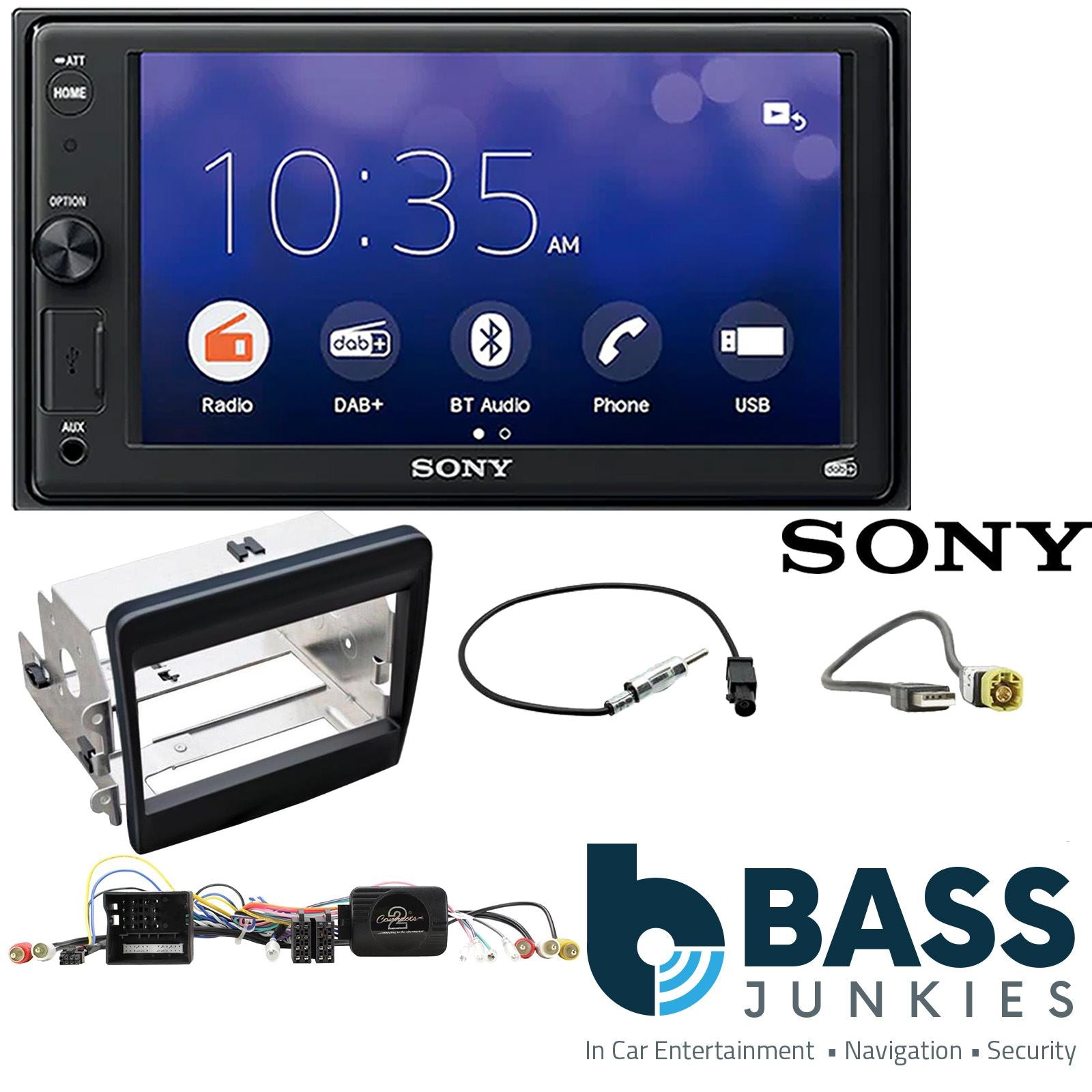 SONY XAV-1550D DAB+ Smart Bluetooth Car Radio + Stereo fitting kit + Steering Wheel Controls Loom for Porsche 911 2011-2016