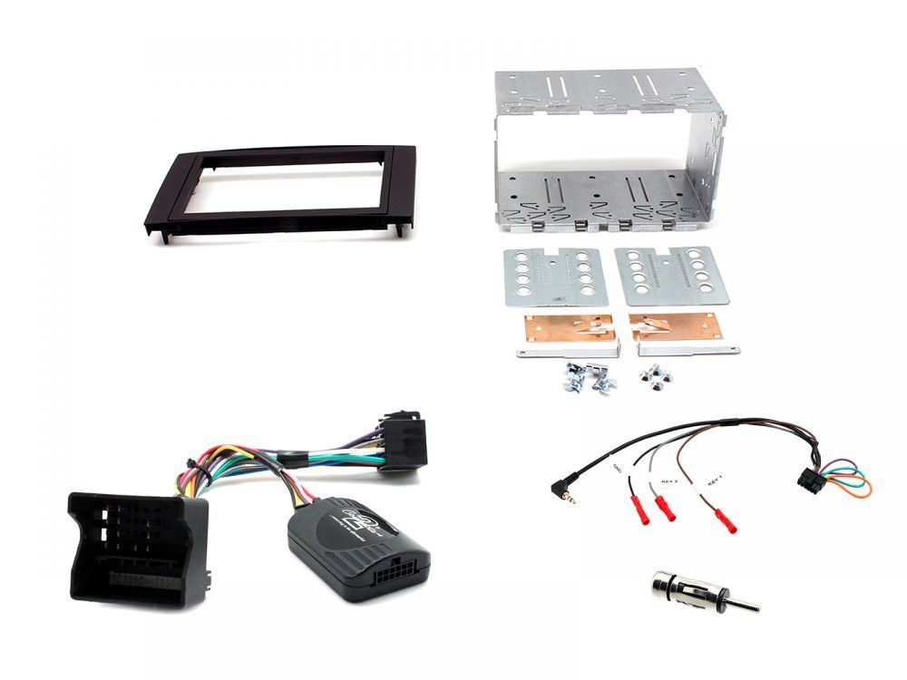Connects 2 CTKFD46 - Ford Fiesta 2005 - 2008 Double Din Facia & Steering wheel Interface Fitting Installation Kit (Black Facia Panel)