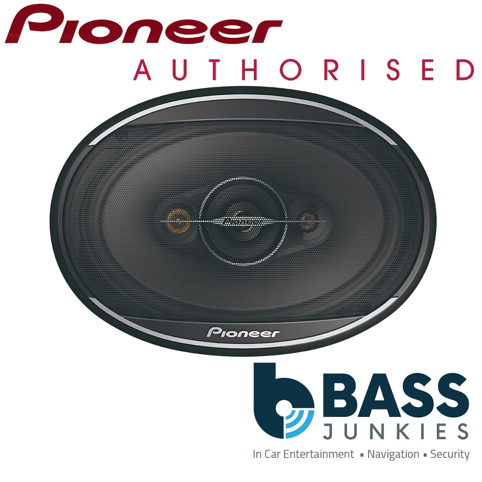 Pioneer TS-A6961F  6"x9" 4- Way 900 Watts a Pair 6x9" Coaxial Speakers  with Black 6"x9" Speaker Boxes & 8m of Oxygen Free 16AWG Speaker Cable