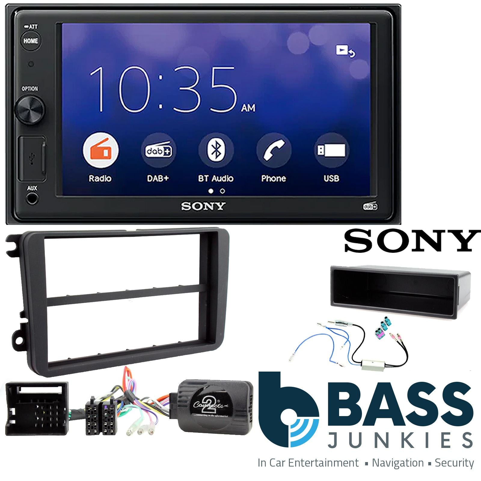 Sony 6.2" DAB/Bluetooth Screen + Double Din Fitting Kit t VW Passat 05-15 | Golf 03-13 | Touran 03-15 | Transporter 09-15 | Polo 09-14 | Jetta 05-15 | EOS 06-16