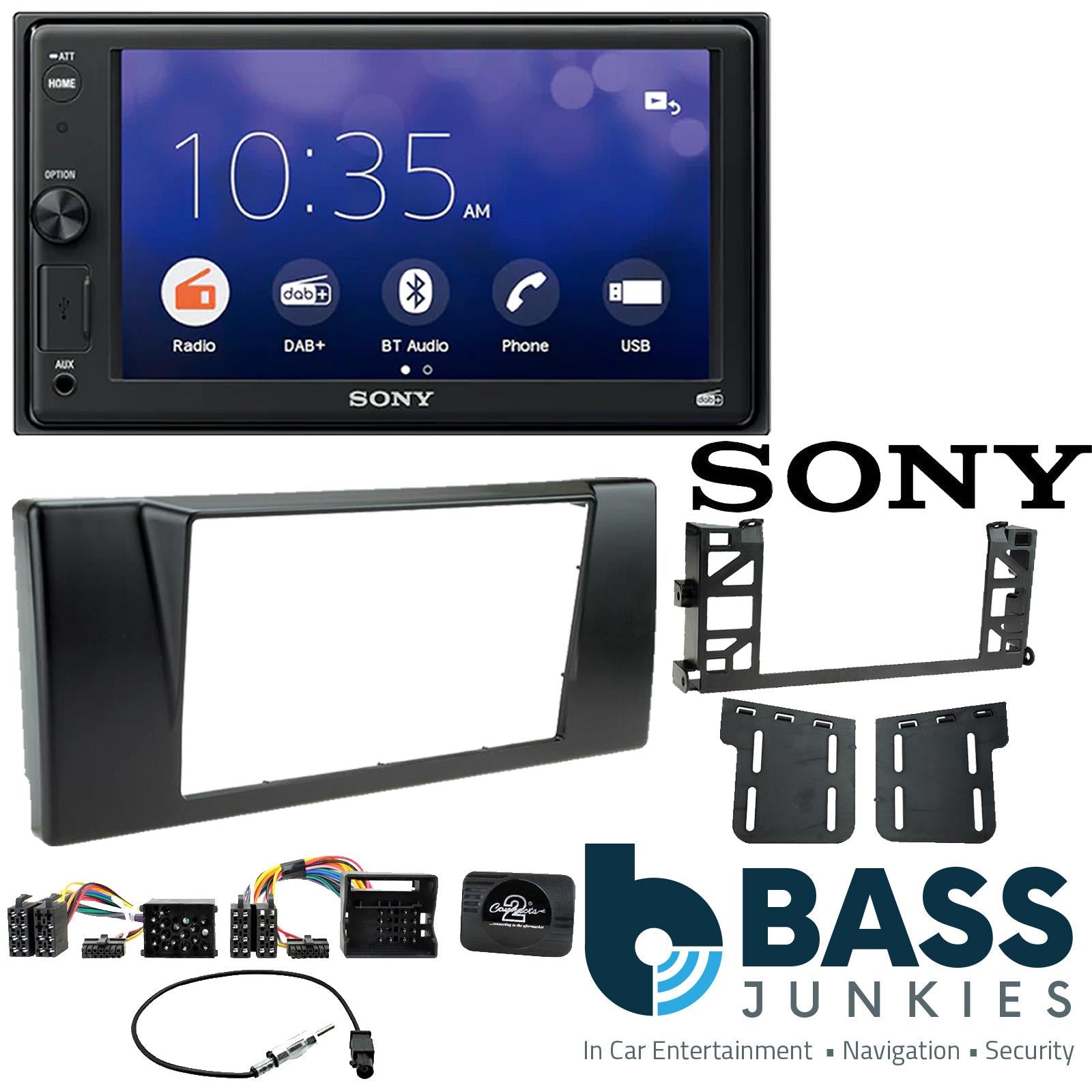 SONY XAV-1550D DAB+ Smart Bluetooth Car Radio + Stereo fitting kit + Steering Wheel Controls Loom for BMW 5-Series E39 1996-2004