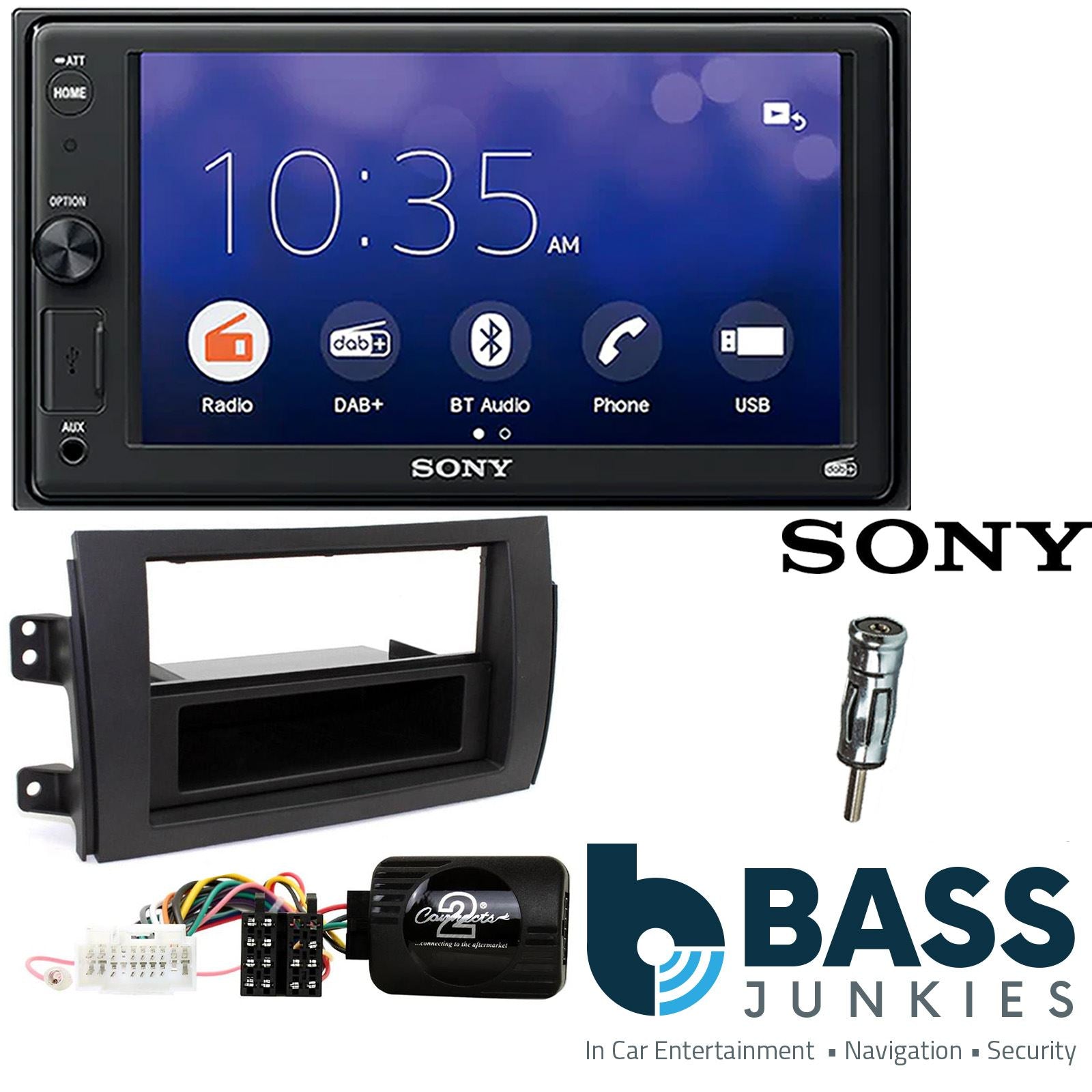 SONY XAV-1550D DAB+ Smart Bluetooth Car Radio + Stereo fitting kit + Steering Wheel Controls Loom for Suzuki SX4 2006-2014