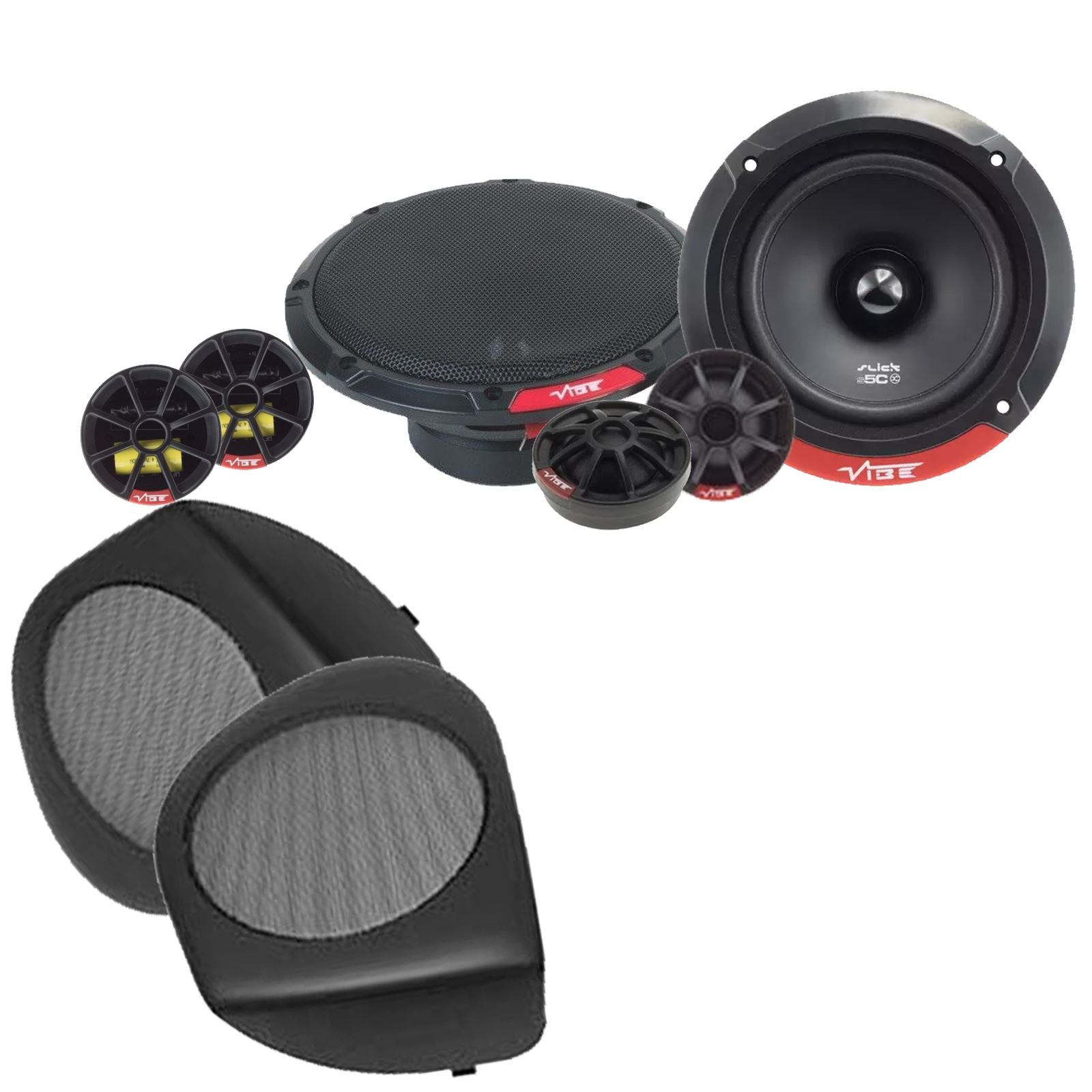 Vibe SLICK5C-V7 2-Way 130mm/13cm/5.25" Component Speakers (Per Pair 480 Watts) Fits Volvo S40 1996-00 | V40 94-04