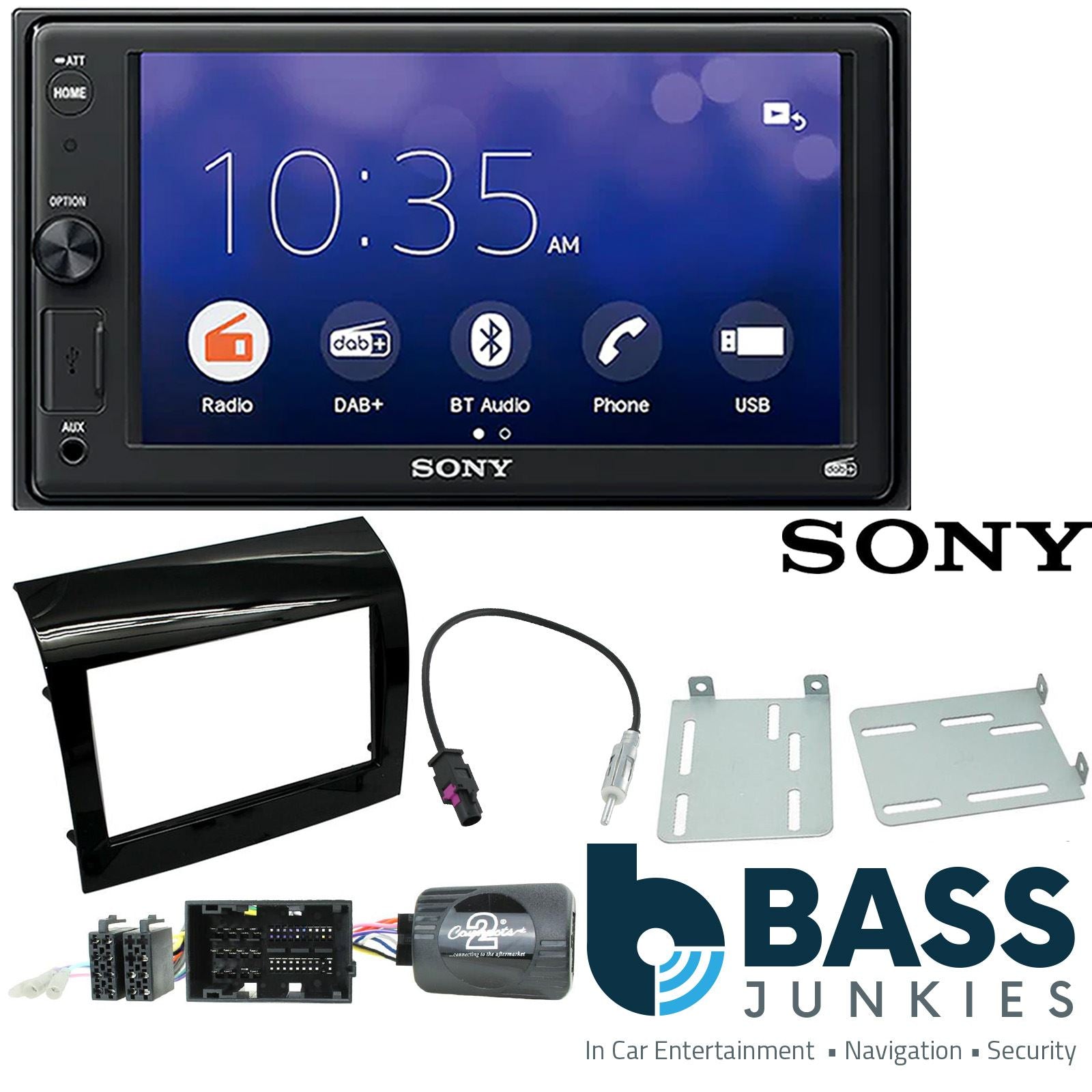 SONY XAV-1550D DAB+ Smart Bluetooth Car Radio + Stereo fitting kit + Steering Wheel Controls Loom for Fiat Ducato 2014-2021