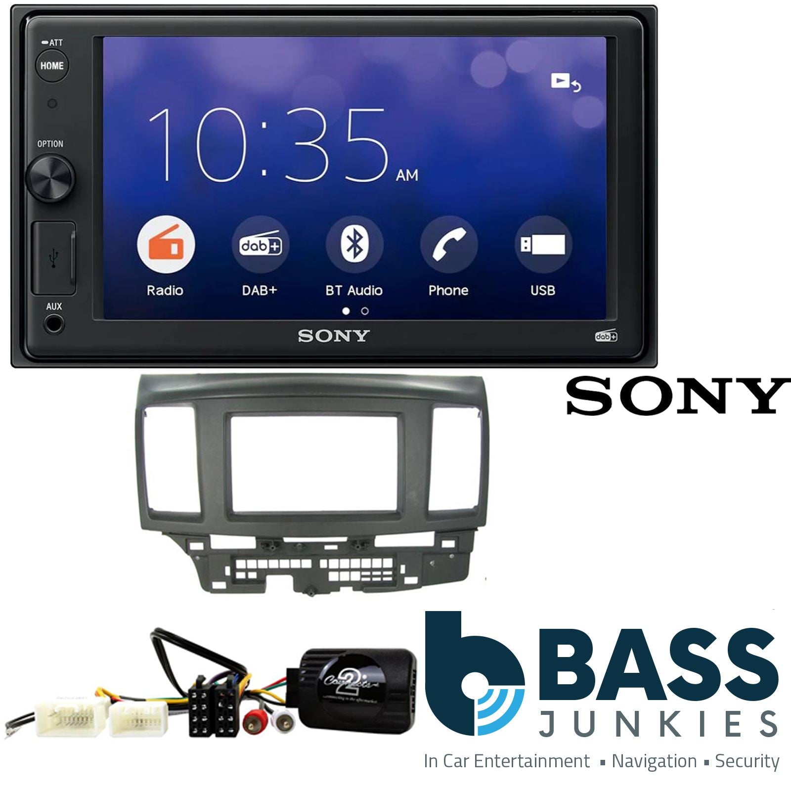 SONY XAV-1550D DAB+ Smart Bluetooth Car Radio + Stereo fitting kit + Steering Wheel Controls Loom for Mitsubishi Lancer 2008-2010