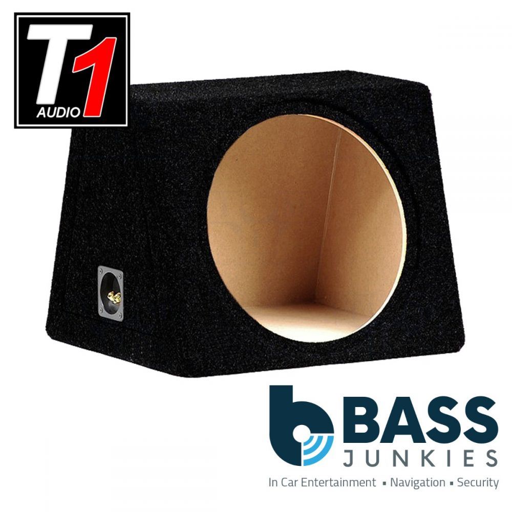 T1 Audio - 15" 38cm 380mm Sealed Enclosure Fully Carpeted MDF Car Sub Subwoofer Bass Box - Black