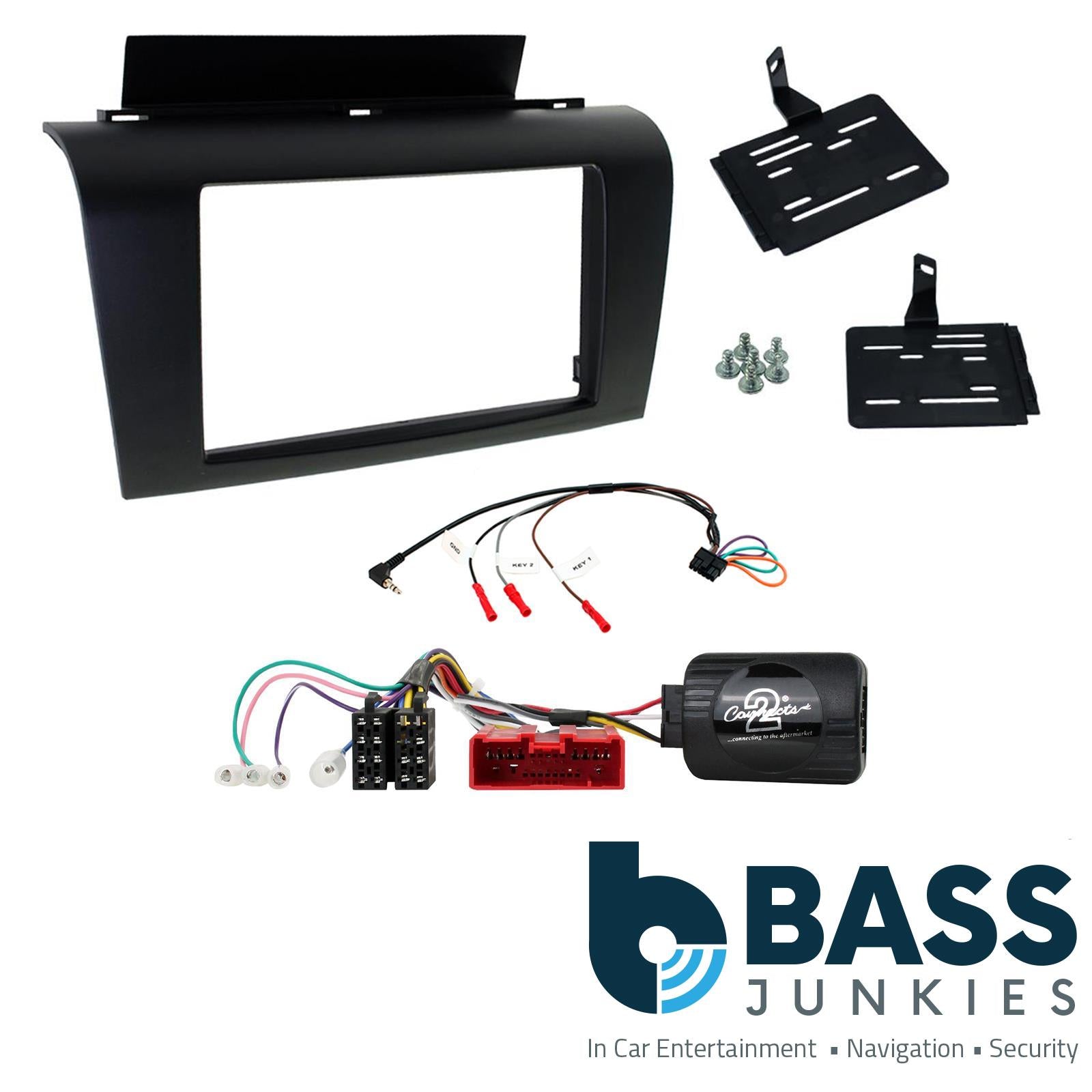 Connects2 CTKMZ05 - Mazda 3 2004 - 2009 Double Din Fascia & Steering Wheel Interface Installation Kit