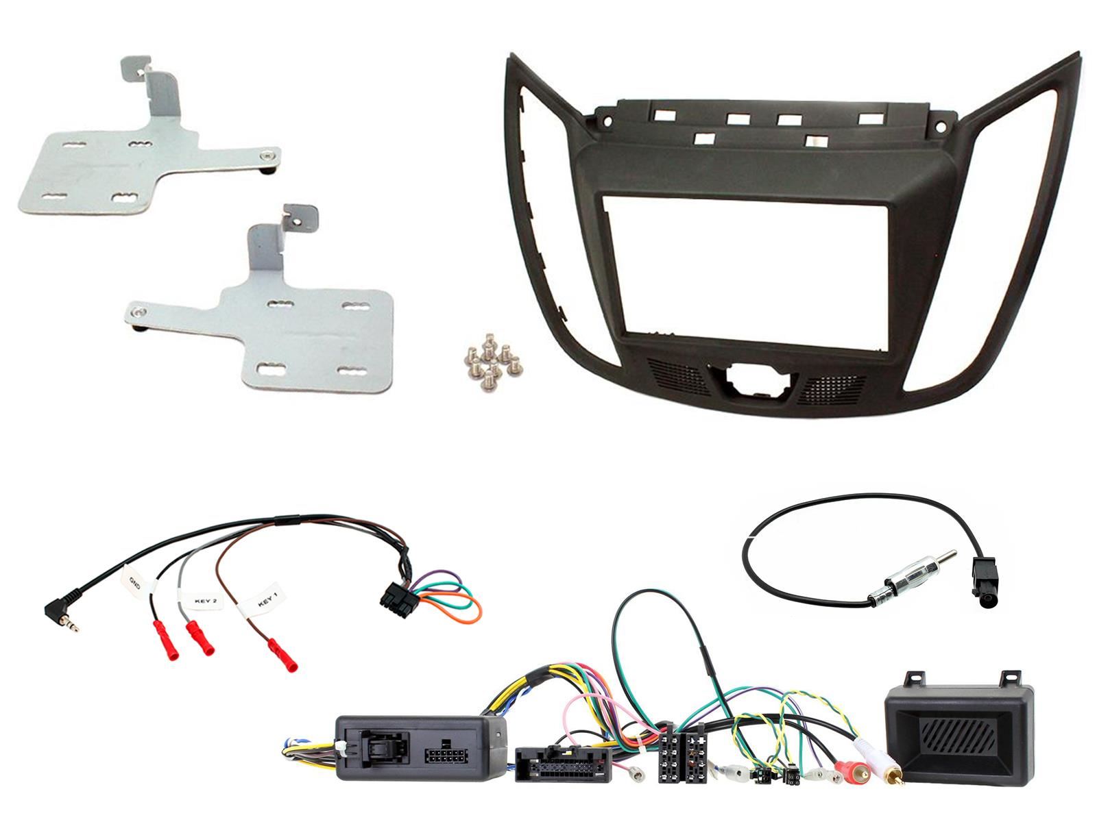 Grundig 6.8" Apple Android Double Din Stereo Fitting Kit + Steering Wheel Stalk Controls to fit Ford C-Max 2010-