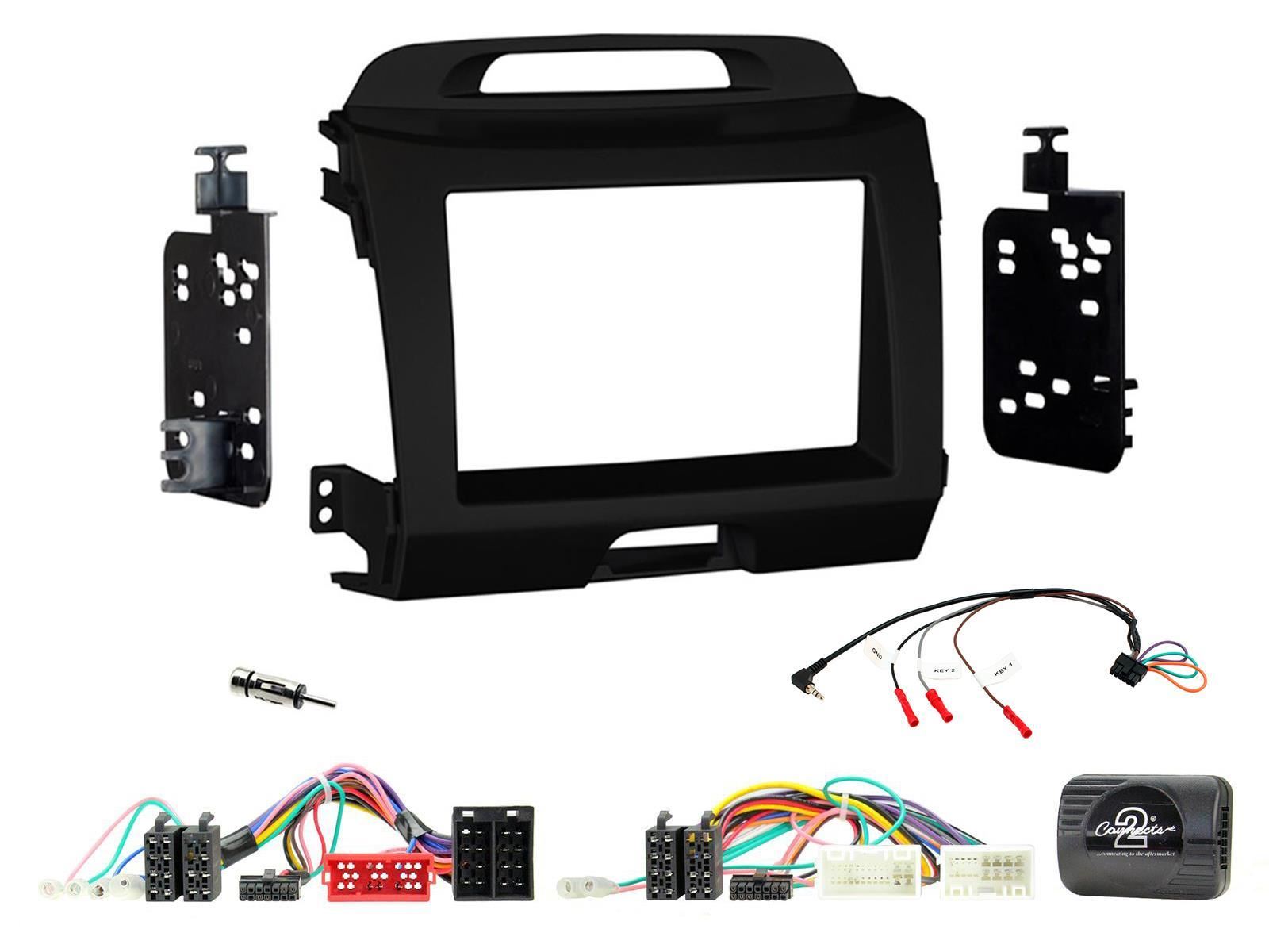 Connects2 CTKKI28 Kia Sportage 2011 Onwards Double Din Car Fascia Steering Wheel Interface Fitting Kit
