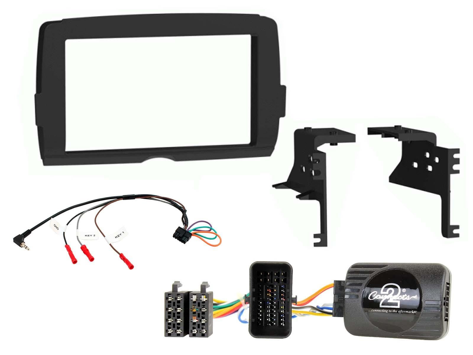 Double Din Stereo Fitting Kit + Steering Wheel Stalk Controls to fit Harley Davidson Street-Glide-FLHX-FLHT 2014>