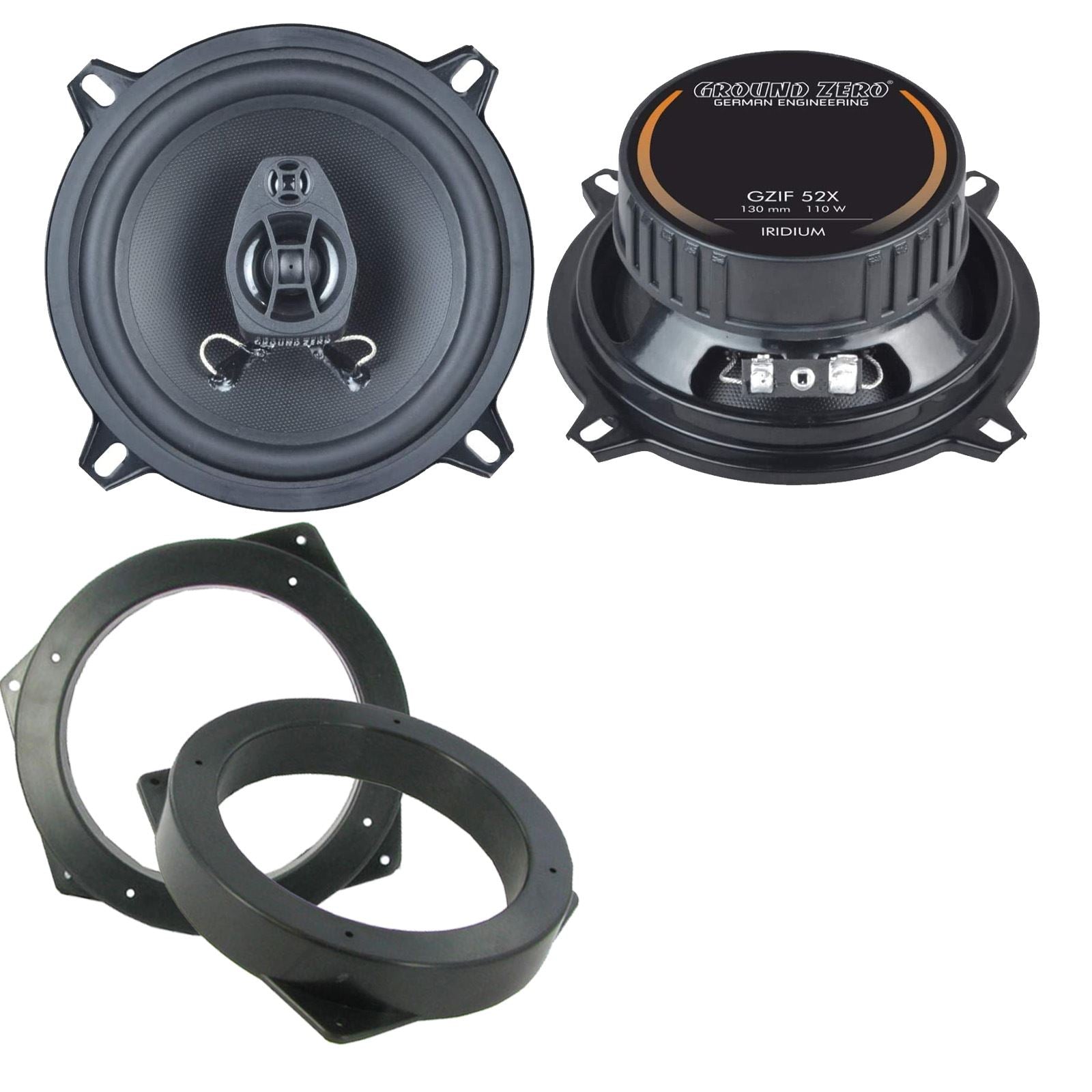 Ground Zero 2-Way 130mm/13cm/5.25" Car Coaxial Speakers (Pair Max 220 Watts) Fits BMW Mini 2001-06 | 3-Series 01-04