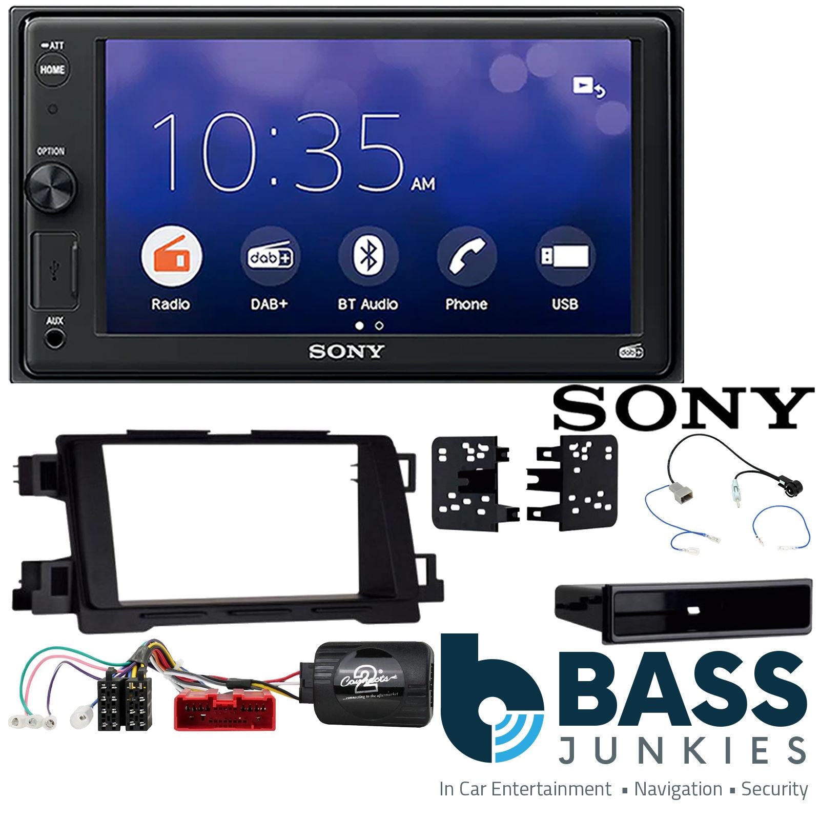 SONY 6.2" Screen Blutooth Double Din Stereo Fitting Kit + Steering Wheel Stalk Controls to fit Mazda CX-5 2012-17