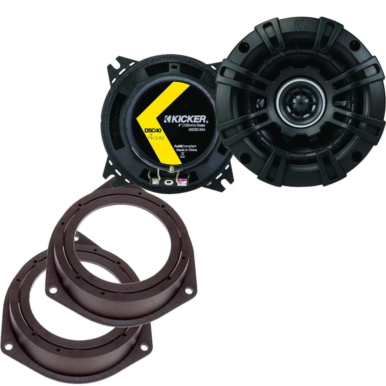 Kicker DSC404 100mm/10cm/4" 2-Way Coaxial Car speakers (Per Pair Max 240|60 watts RMS) Fits Iveco Daily 2014-21