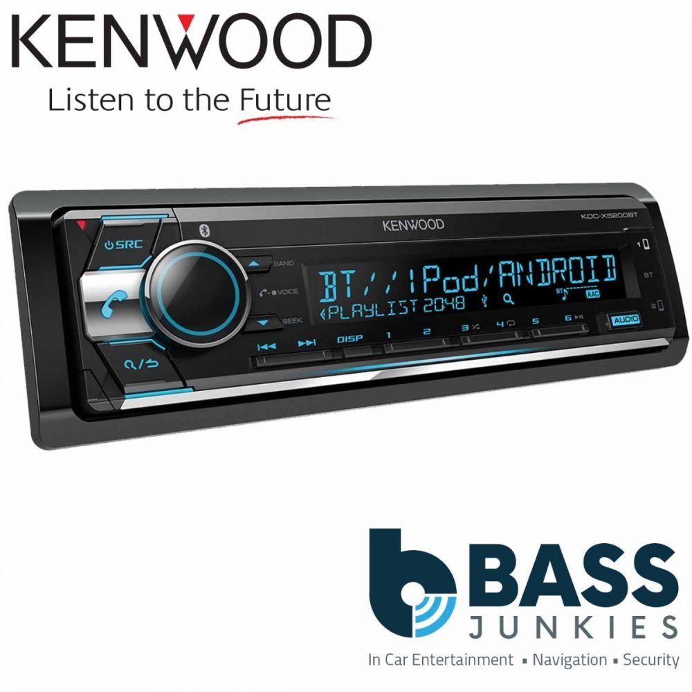 Kenwood KDC-X5200BT - Bluetooth CD MP3 USB AUX Android iPod iPhone Spotify 4 x 50 Watts Car Stereo Radio Tuner Player
