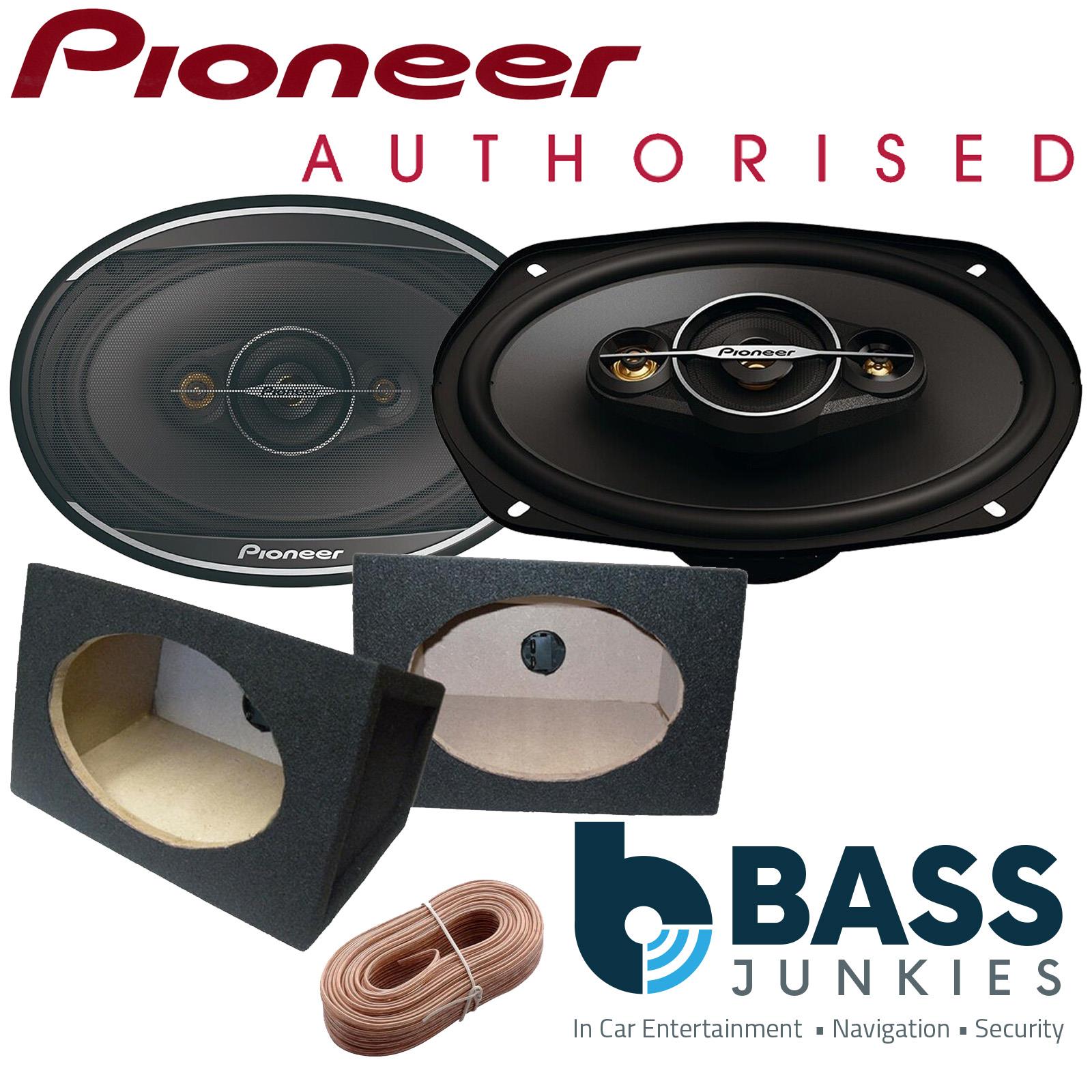 Pioneer TS-A6961F  6"x9" 4- Way 900 Watts a Pair 6x9" Coaxial Speakers  with Black 6"x9" Speaker Boxes & 8m of Oxygen Free 16AWG Speaker Cable