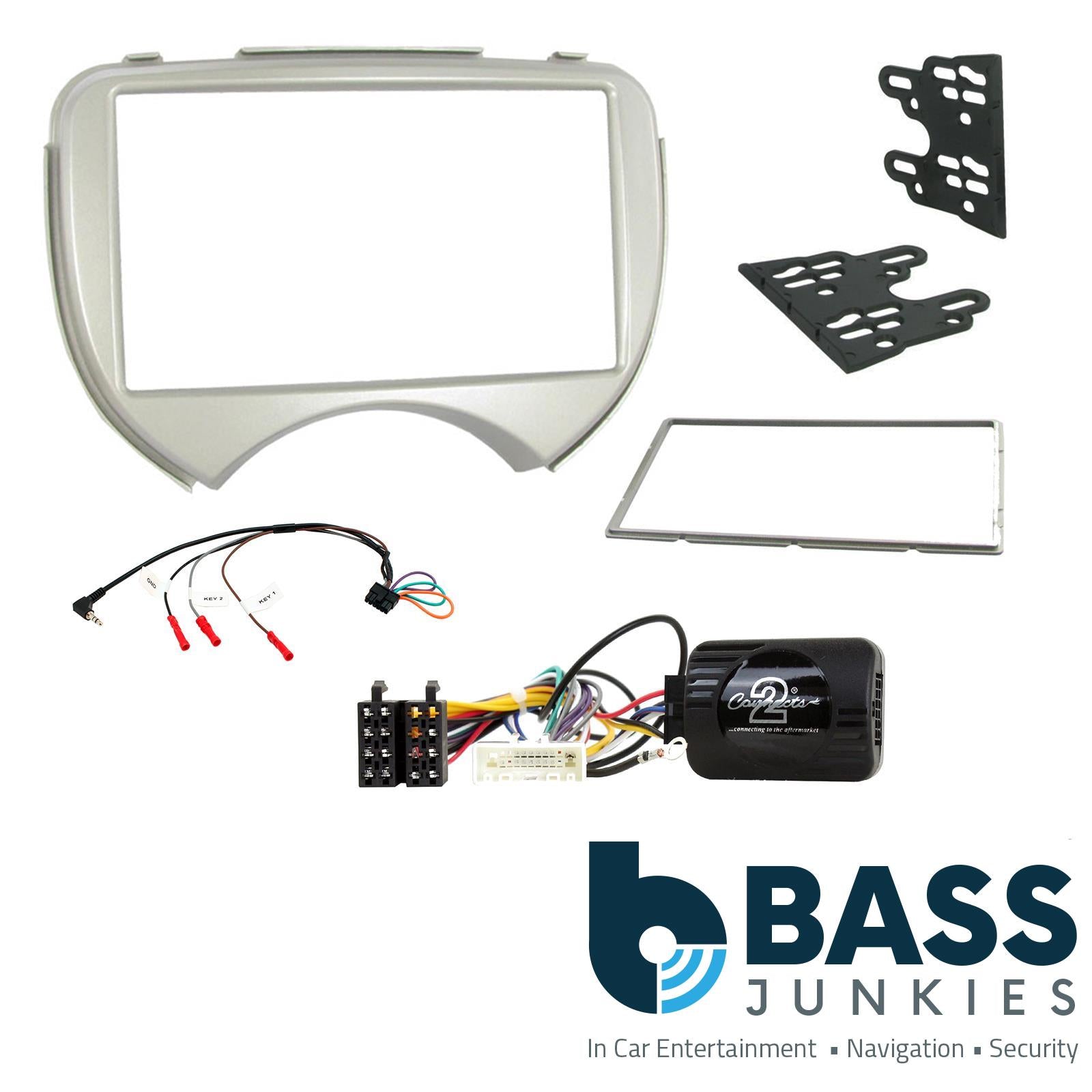 Connects2 CTKNS02 - Nissan Micra 2011-2014 Double Din Fascia & Steering Wheel Interface Installation Kit