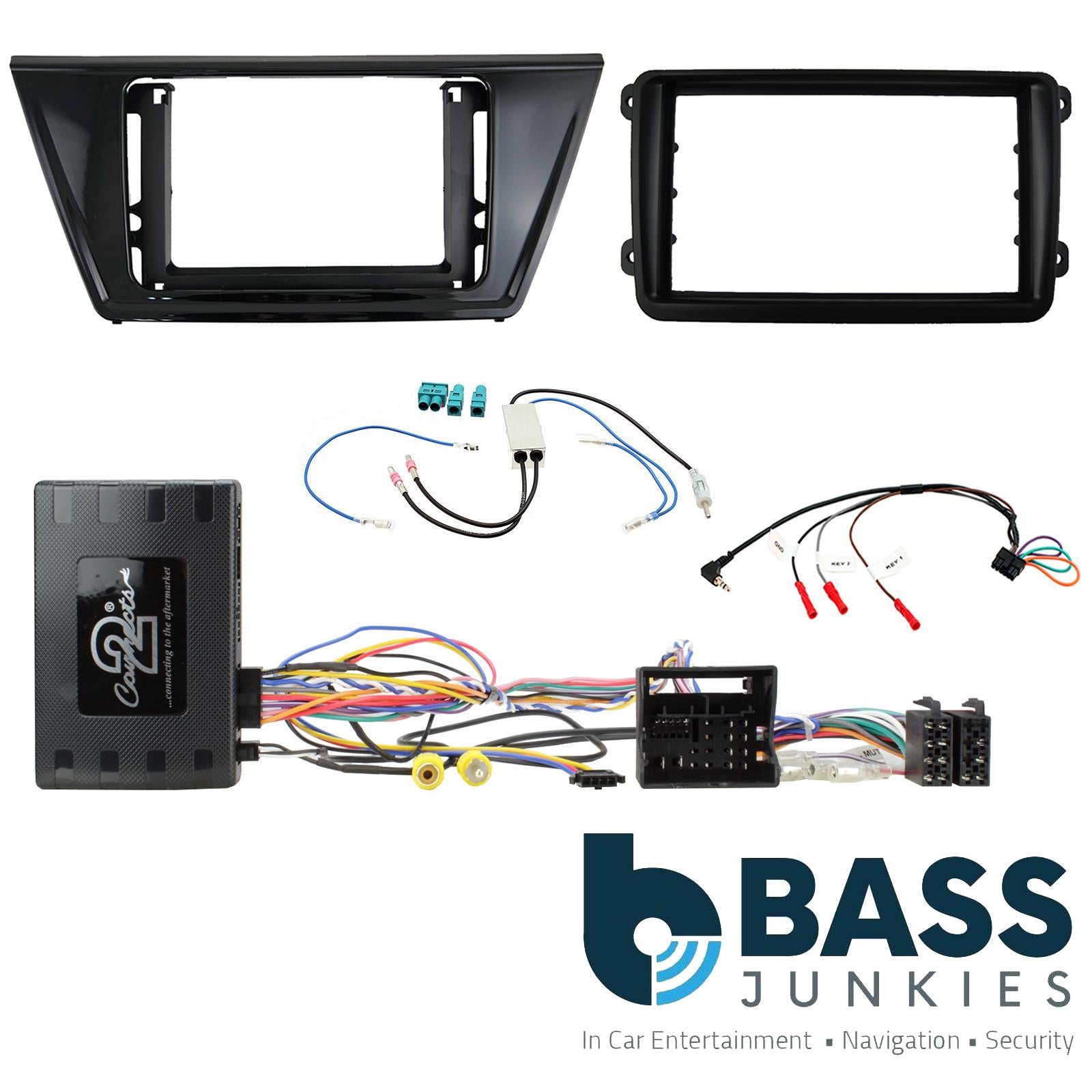 Double Din Stereo Fitting Kit + Steering Wheel Stalk Controls to fit VW Touran 2016-