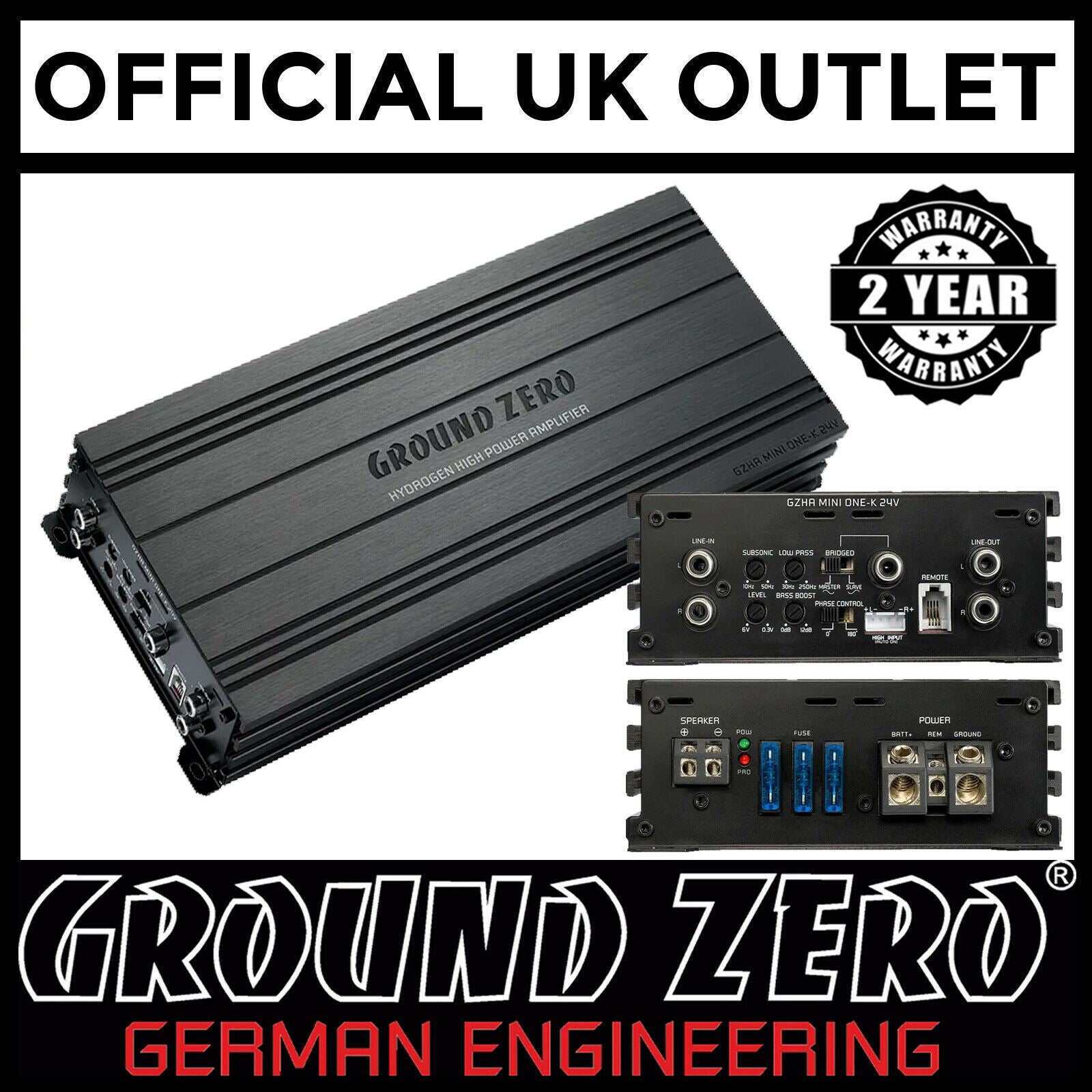 Ground Zero GZHA MINI ONE K 24V - Compact Monoblock 1200 Watts Max Car Amplifier
