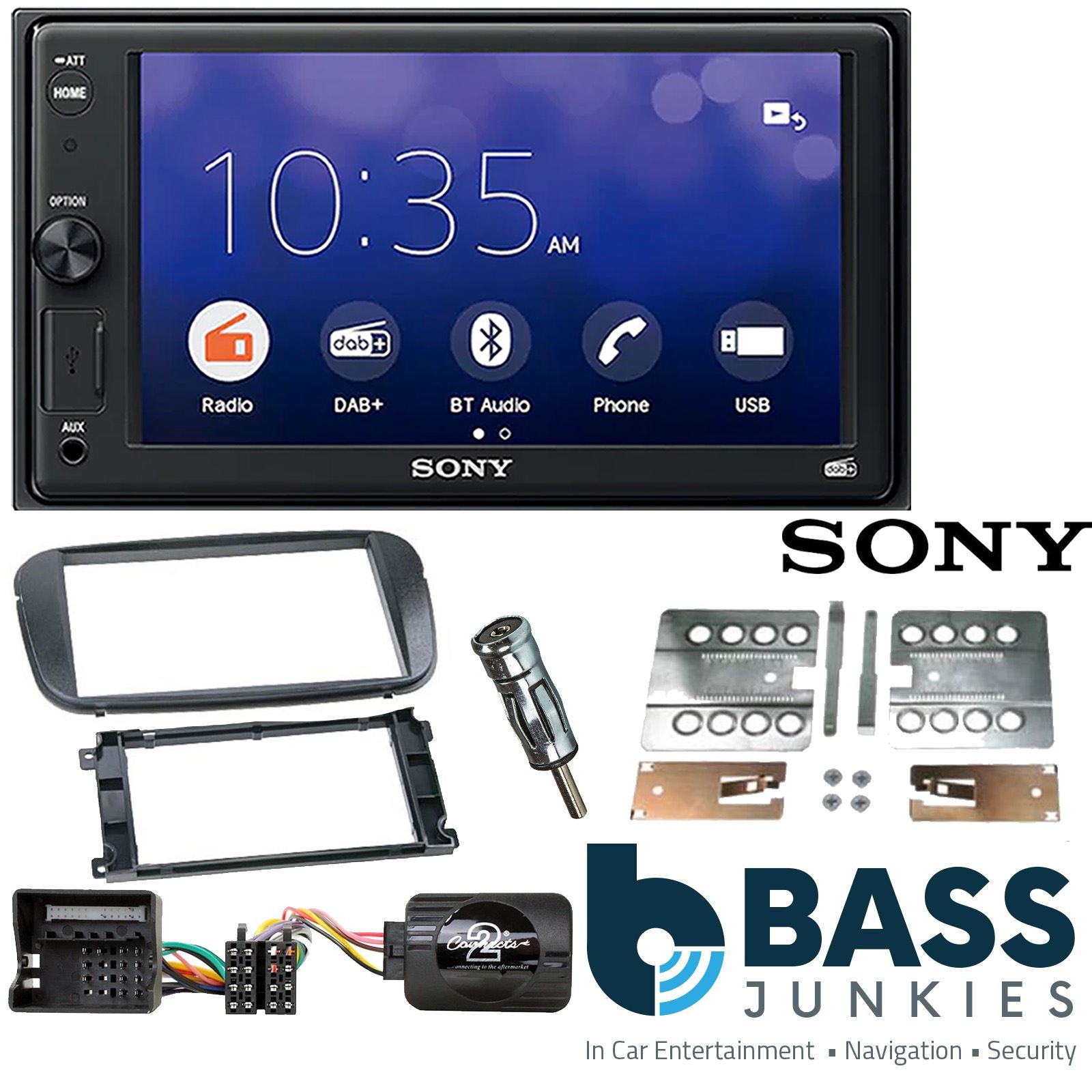 SONY XAV-1550D DAB+ Smart Bluetooth Car Radio + Stereo fitting kit + Steering Wheel Controls Loom for Ford Focus 2007-2011 | Ford Mondeo 2007-2014