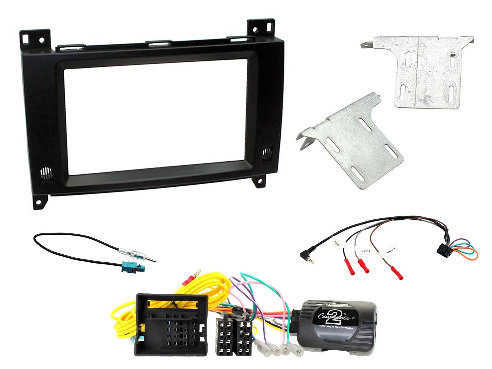 Grundig 6.8" Apple Android Double Din Stereo Fitting Kit + Steering Wheel Stalk Controls to fit Mercedes Vito 2015-