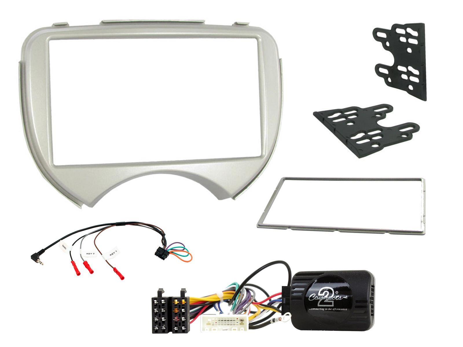 Connects2 CTKNS02 - Nissan Micra 2011-2014 Double Din Fascia & Steering Wheel Interface Installation Kit