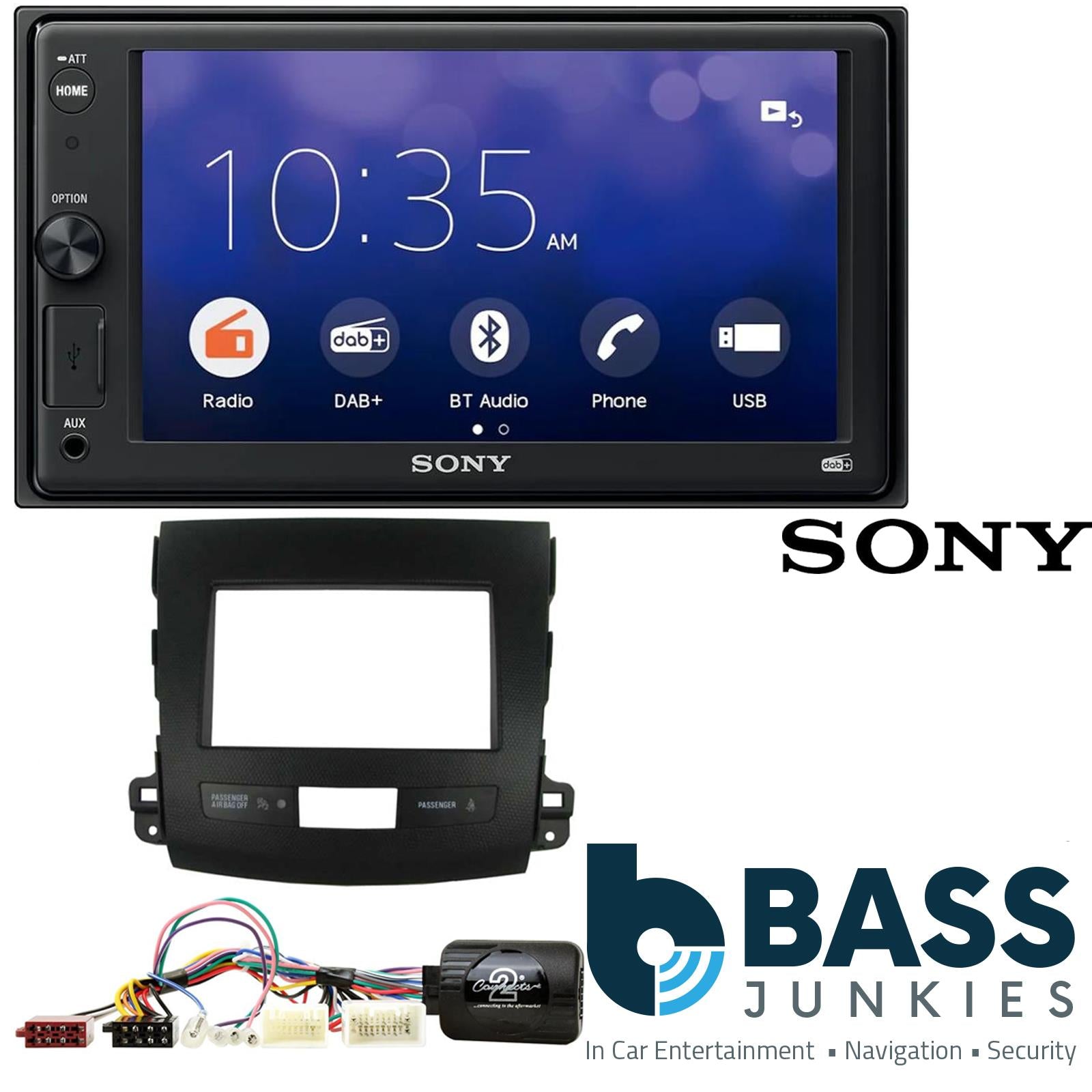 SONY XAV-1550D DAB+ Smart Bluetooth Car Radio + Stereo fitting kit + Steering Wheel Controls Loom for Mitsubishi Outlander 2007-2013