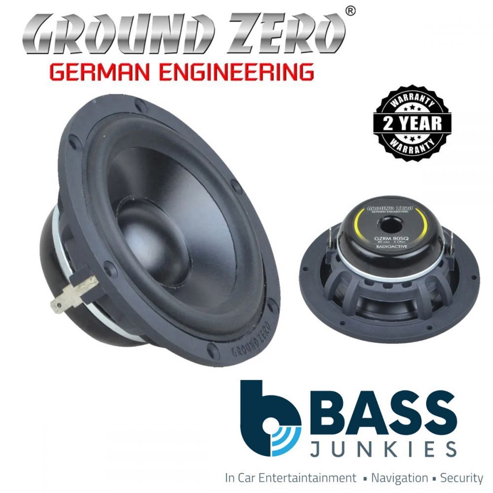 Ground Zero Radioactive GZRM 80SQ - 80 mm / 3.15" 50 WRMS Midrange Car Speakers