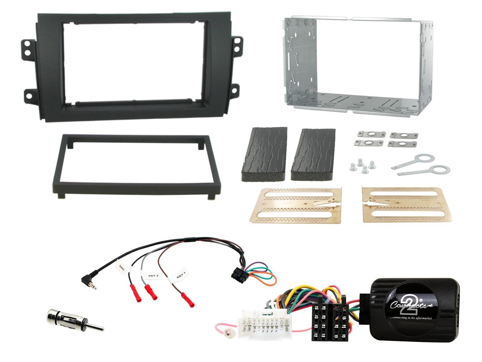 Grundig 6.8" Apple Android Double Din Stereo Fitting Kit + Steering Wheel Stalk Controls to fit Suzuki SX4 2006-14