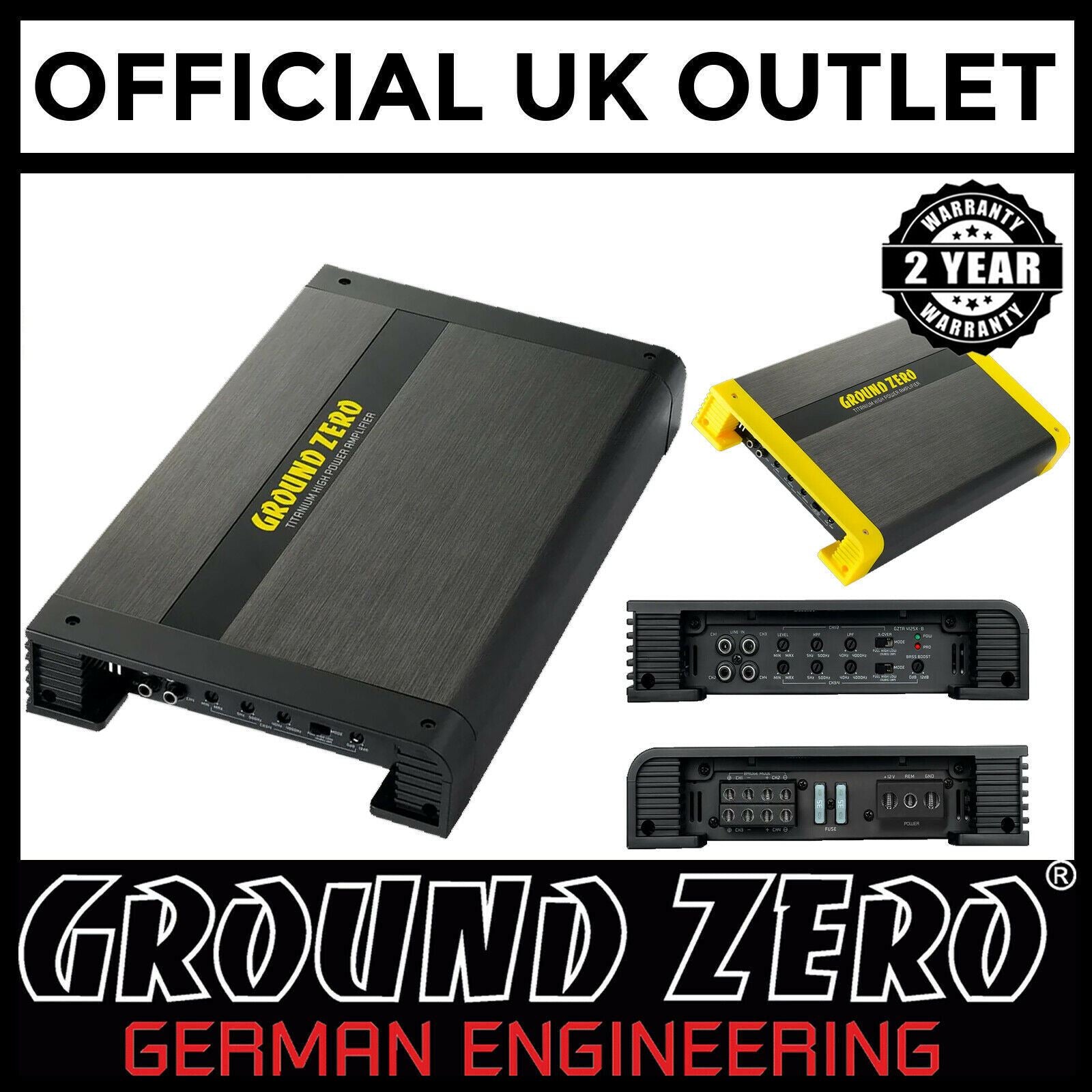 Ground Zero Titanium GZTA 4125X-B - 4 x 90 W RMS 4 Channel Car Amplifier