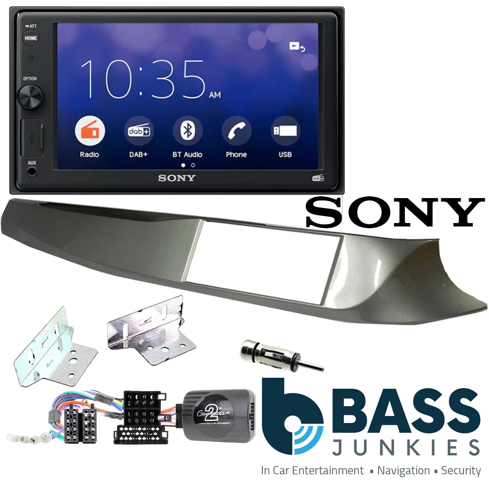 SONY XAV-1550D DAB+ Smart Bluetooth Car Radio + Stereo fitting kit + Steering Wheel Controls Loom for Alfa Romeo Giulietta 2010-2014