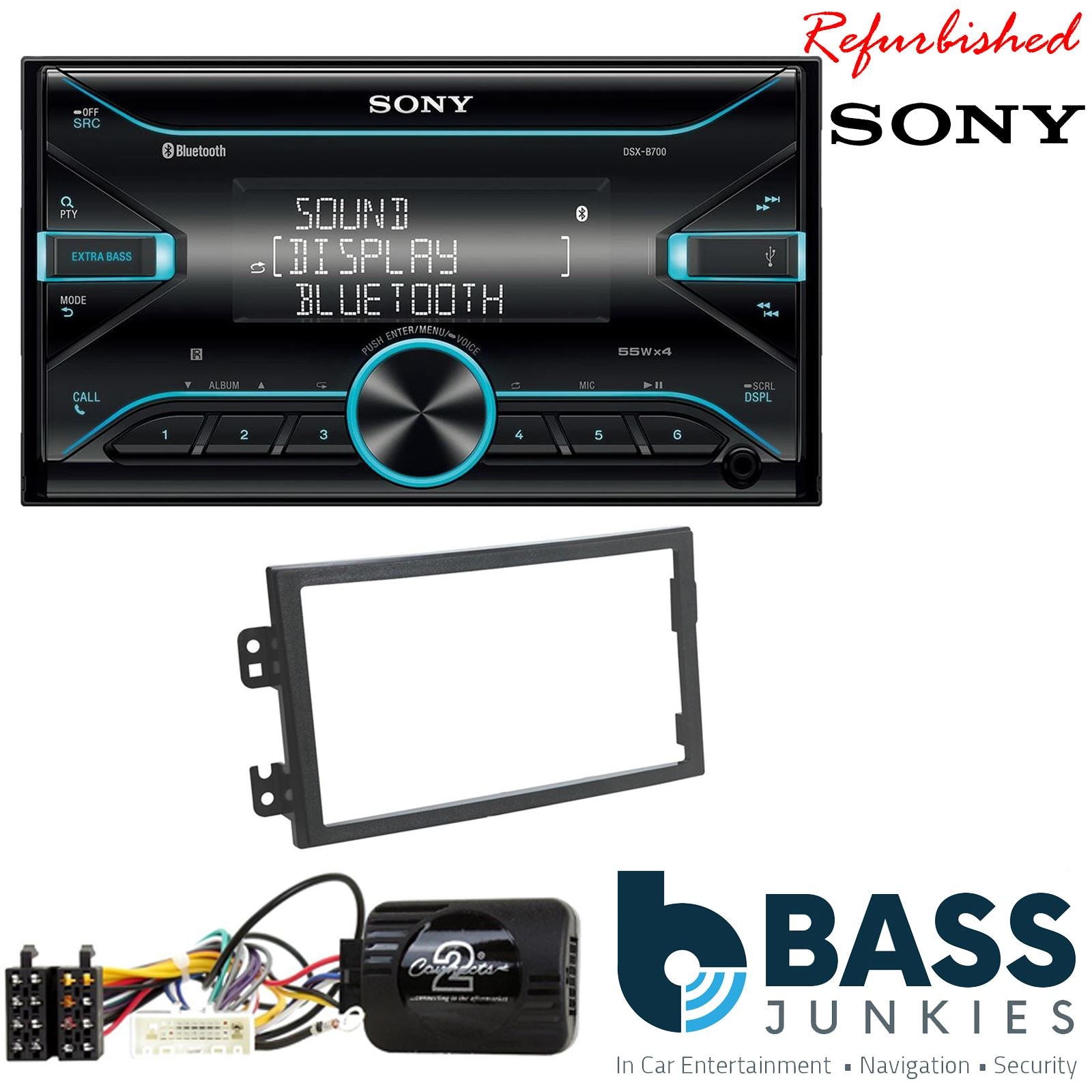 Sony DSX-B700 Bluetooth MP3 USB AUX 4 x 55W Double Din Car Stereo Radio Player + Connects2 Double Din + Steering Wheel Controls fits Nissan 350Z 2003-05