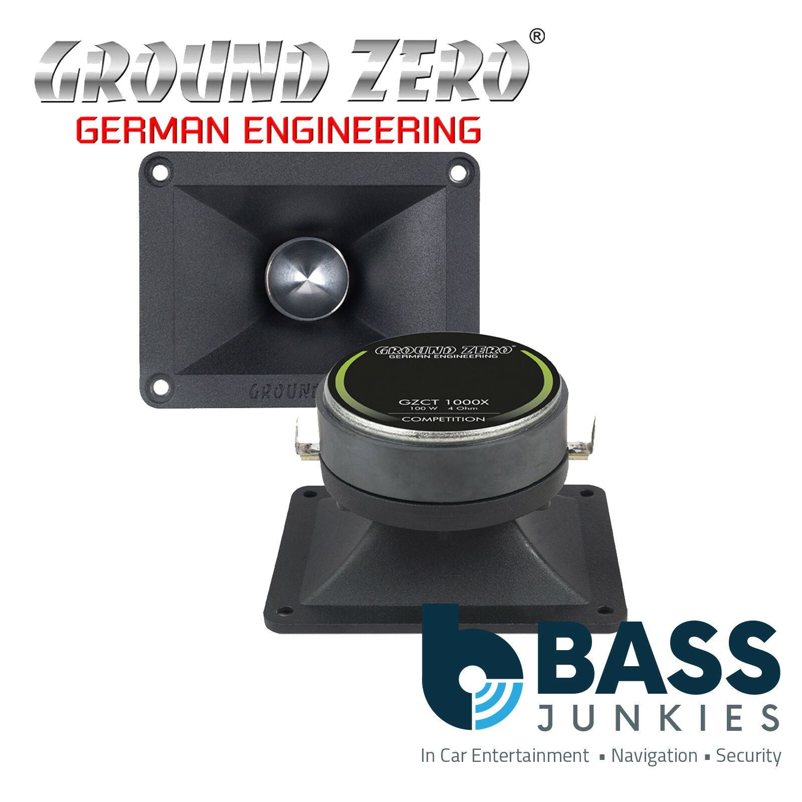 Ground Zero GZCT 1000X - 4" x 3" Inch ( 100 x 75mm ) 30 WRMS Car Compression Tweeter - Single