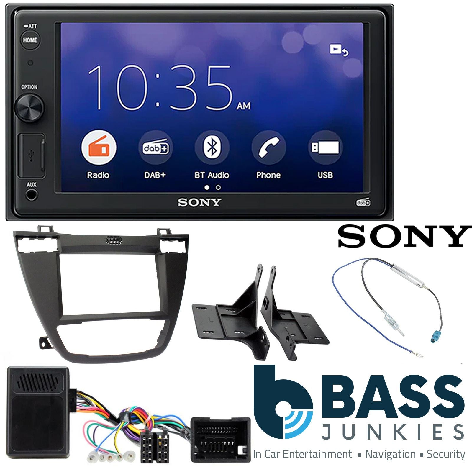 SONY XAV-1550D DAB+ Smart Bluetooth Car Radio + Stereo fitting kit + Steering Wheel Controls Loom for Vauxhall Corsa 2001-2006